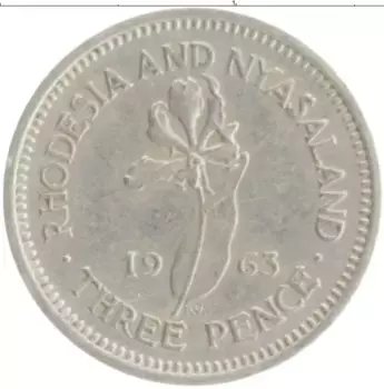 Монета 3 пенса Родезии 1963 года Медно-никель Елизавета II