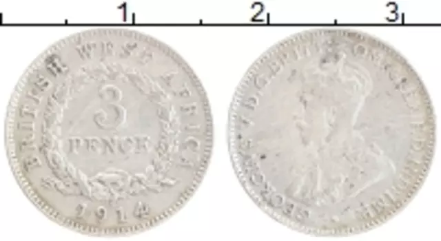 Монета 3 пенса Западной Африки 1914 года Серебро Георг V