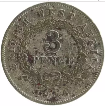 Монета 3 пенса Западной Африки 1946 года Медно-никель Георг VI