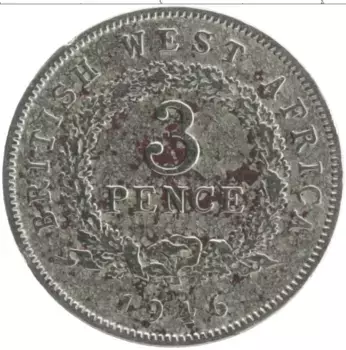 Монета 3 пенса Западной Африки 1946 года Медно-никель Георг VI