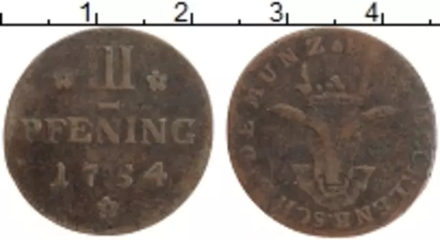 Монета 3 пфеннига Мекленбург-Шверина 1754 года Медь