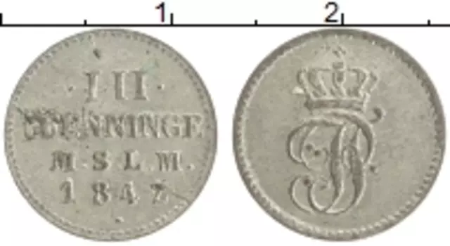 Монета 3 пфеннига Мекленбург-Шверина 1842 года Серебро Пауль Фридрих