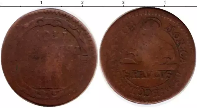 Монета 3 пфеннига Мюнстера 1739 года Медь