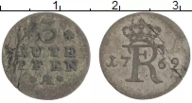 Монета 3 пфеннига Пруссии 1769 года Серебро Фридрих