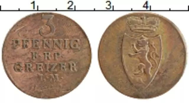 Монета 3 пфеннига Рейсс-Оберграйца Медь