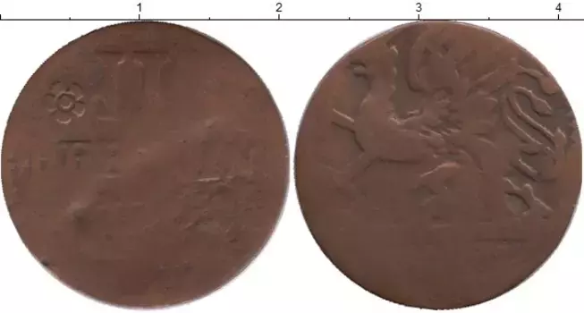 Монета 3 пфеннига Ростока 1761 года Медь