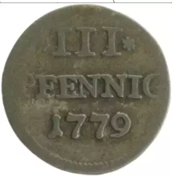 Монета 3 пфеннига Саксонии 1779 года Серебро
