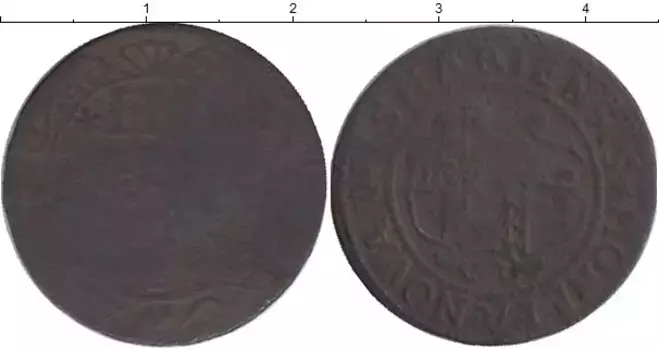 Монета 3 пфеннига Висмара Медь