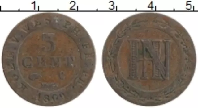 Монета 3 сантима Вестфалии 1809 года Медь Иероним Наполеон