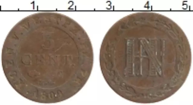 Монета 3 сантима Вестфалии 1809 года Медь Жером Наполеон