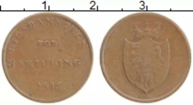 Монета 3 скиллинга Дании 1815 года Медь Фредерик VI