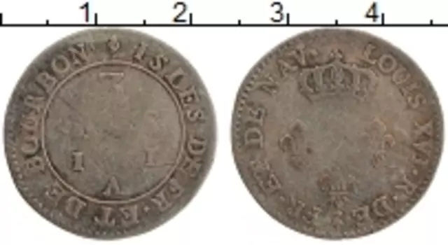 Монета 3 су Реюньона 1781 года Серебро о