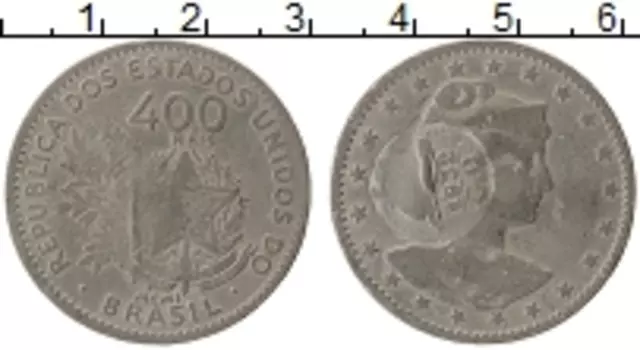Монета 400 рейс Бразилии 1932 года Медно-никель Надчекан на 1901 году