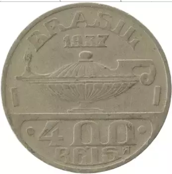 Монета 400 рейс Бразилии 1937 года Медно-никель Освальдо Крус