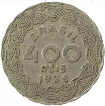 Монета 400 рейс Бразилии 1938 года Медно-никель Джетулио Варгаш