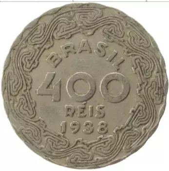 Монета 400 рейс Бразилии 1938 года Медно-никель Джетулио Варгаш