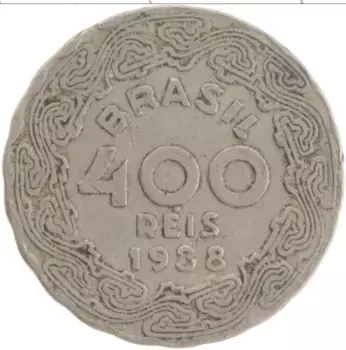 Монета 400 рейс Бразилии 1938 года Медно-никель Жетулиу Варгас