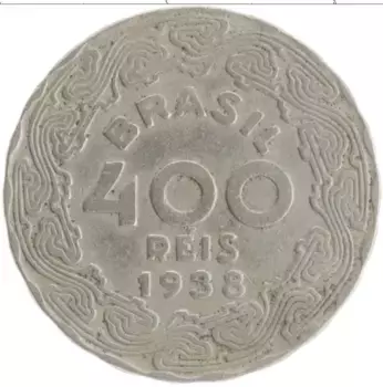 Монета 400 рейс Бразилии 1938 года Медно-никель Жетулиу Варгас