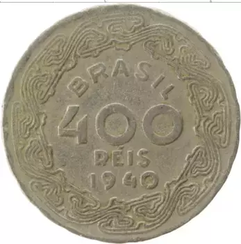 Монета 400 рейс Бразилии 1940 года Медно-никель Джетулио Варгаш