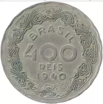 Монета 400 рейс Бразилии 1940 года Медно-никель Жетулиу Варгас