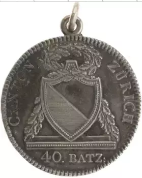 Монета 40 батзен Цюриха 1813 года Серебро Кантон Швейцарии