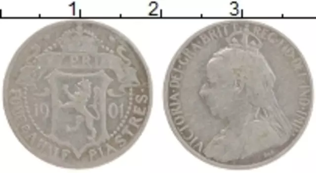 Монета 4 1/2 пиастра Кипра 1901 года Серебро Виктория