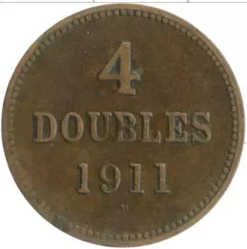 Монета 4 дубля Гернси 1911 года Бронза