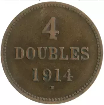 Монета 4 дубля Гернси 1914 года Бронза