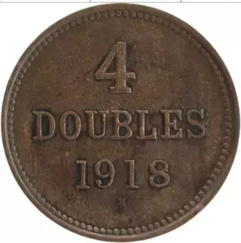 Монета 4 дубля Гернси 1918 года Бронза
