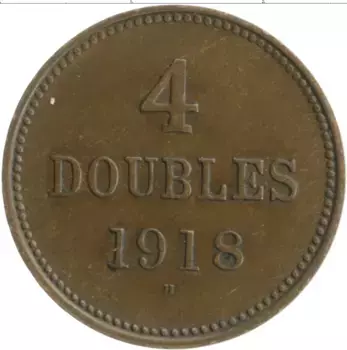 Монета 4 дубля Гернси 1918 года Бронза