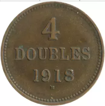 Монета 4 дубля Гернси 1918 года Бронза