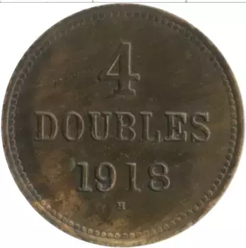 Монета 4 дубля Гернси 1918 года Бронза