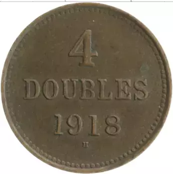 Монета 4 дубля Гернси 1918 года Бронза