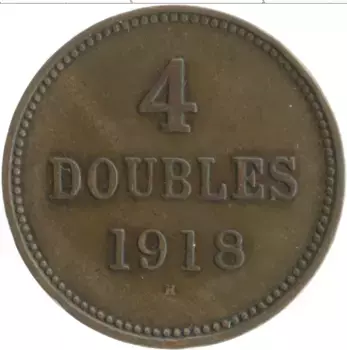 Монета 4 дубля Гернси 1918 года Бронза