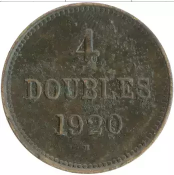 Монета 4 дубля Гернси 1920 года Бронза