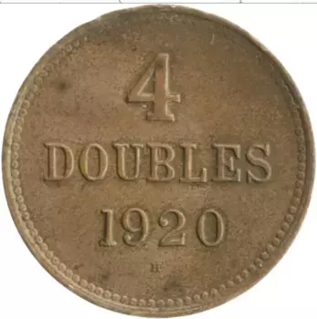 Монета 4 дубля Гернси 1920 года Бронза