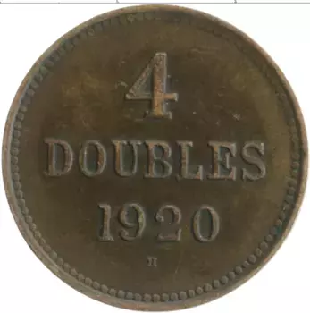 Монета 4 дубля Гернси 1920 года Бронза