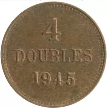 Монета 4 дубля Гернси 1945 года Бронза