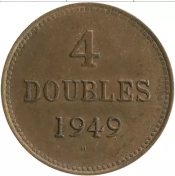Монета 4 дубля Гернси 1949 года Бронза