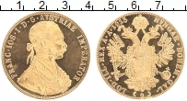 Монета 4 дуката Австрии 1915 года Золото Франц Иосиф I (КМ# 2276 Проба 968