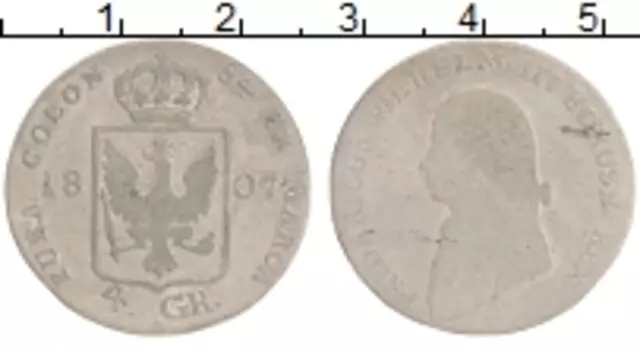 Монета 4 гроша Пруссии 1807 года Серебро Фридрих Вильгельм III