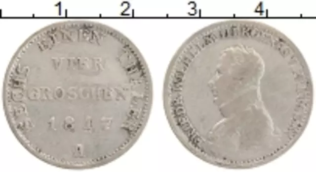 Монета 4 гроша Пруссии 1817 года Серебро А Фридрих Вильгельм III