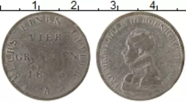 Монета 4 гроша Пруссии 1818 года Серебро 1816-1818,Фридрих Вильгельм III
