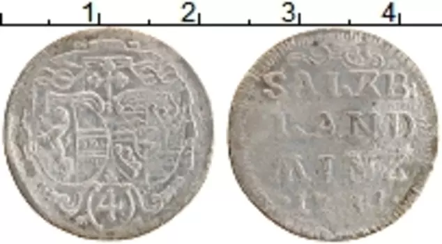 Монета 4 крейцера Зальцбурга 1731 года Серебро