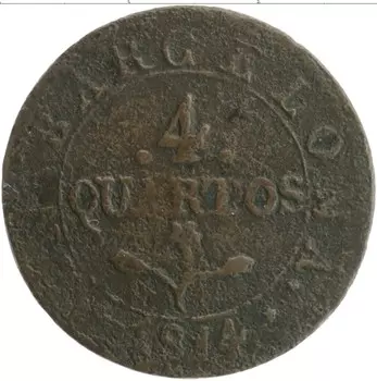 Монета 4 кварты Барселоны 1814 года Медь Наполеон I