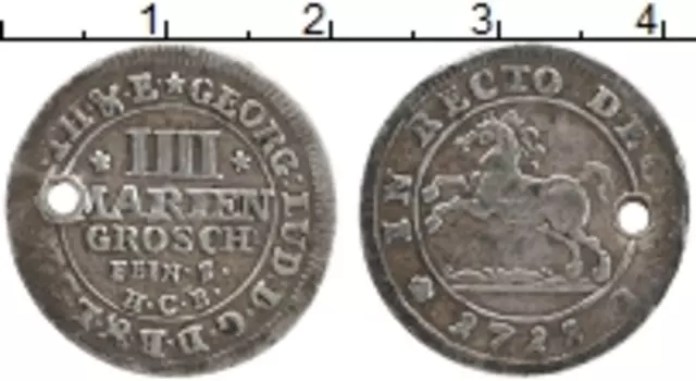 Монета 4 марьенгрош Брауншвайг-Люнебурга 1712 года Серебро Георг I