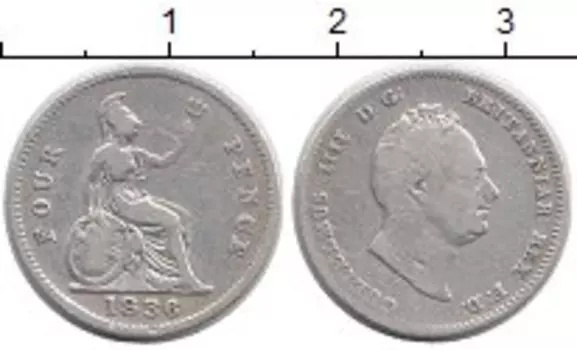 Монета 4 пенса Англии 1836 года Серебро Вильям IV