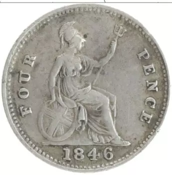 Монета 4 пенса Англии 1846 года Серебро Виктория