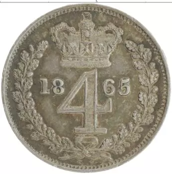 Монета 4 пенса Англии 1865 года Серебро Виктория