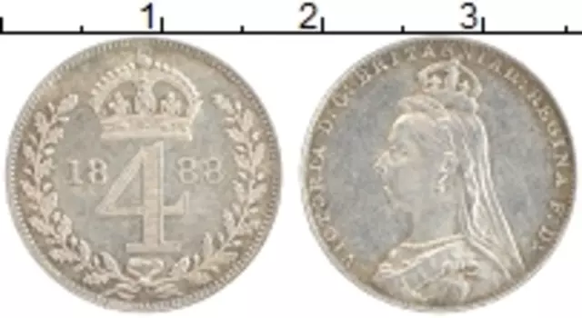 Монета 4 пенса Англии 1888 года Серебро Виктория